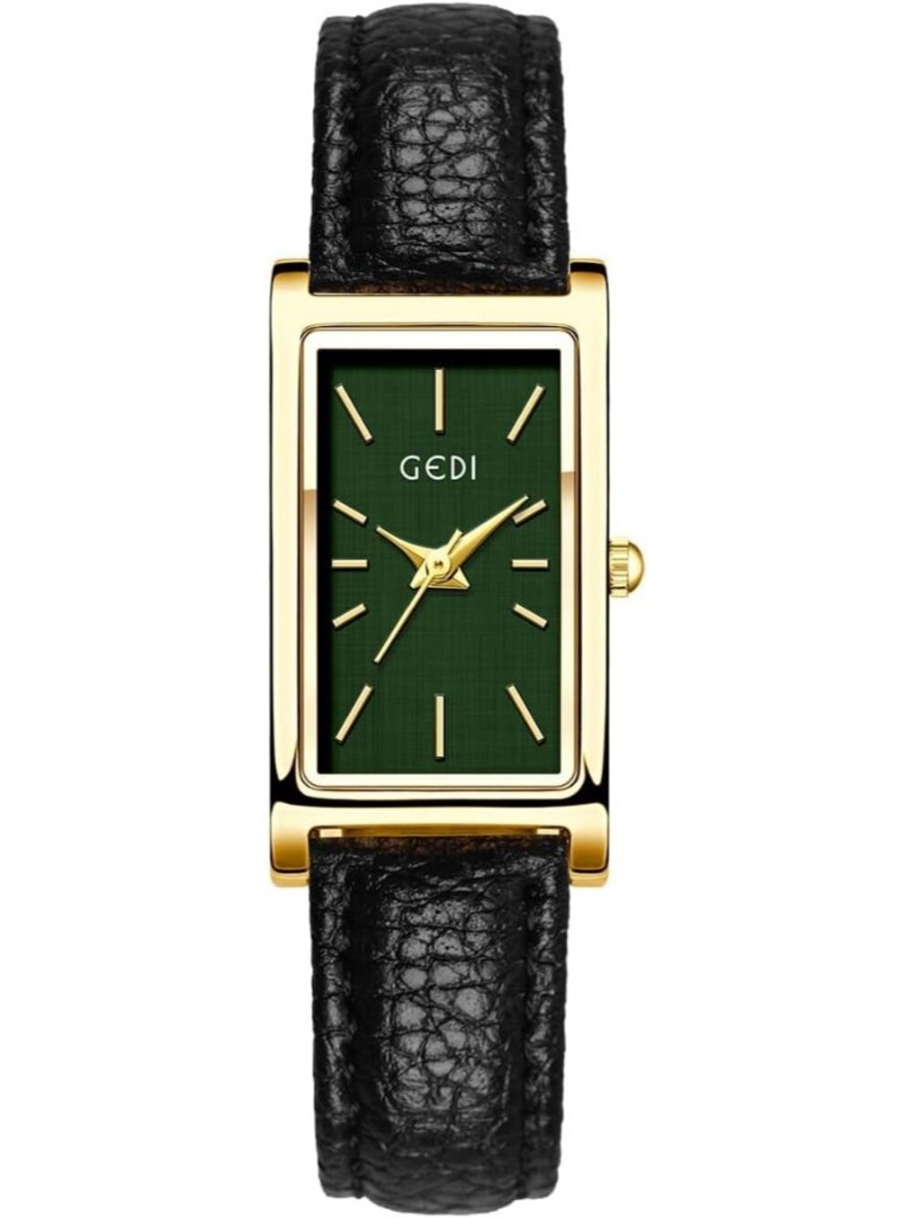 Women's Black And Green Analog Ultra-Thin Rectangle Vintage Square Wrist Watch